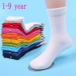 10 Pairs Children Socks Spring&Autumn Cotton High Quality Candy Colors Girls Socks With Boys Socks 1-9 Year Kids Socks