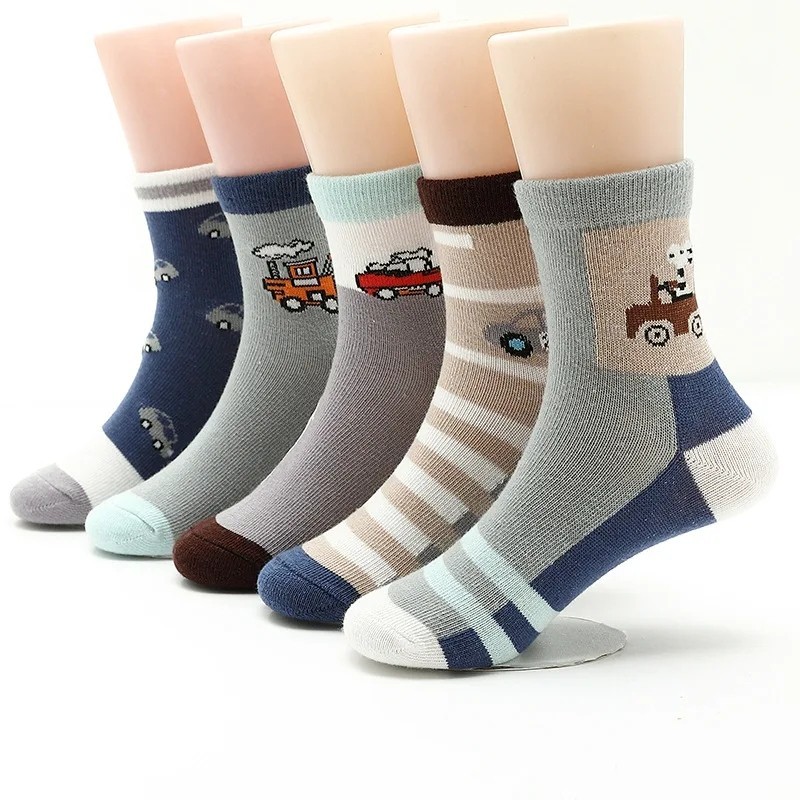 5 pairs / lot Boys Socks Autumn Winter Cartoon Cotton Kids Socks 3-15 Year Children socks